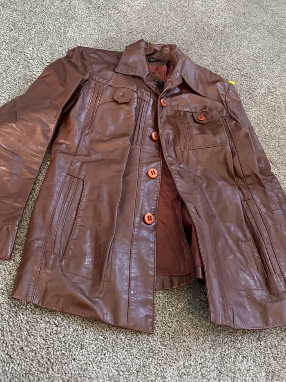 Crown Brown Leather Button-Front Jacket